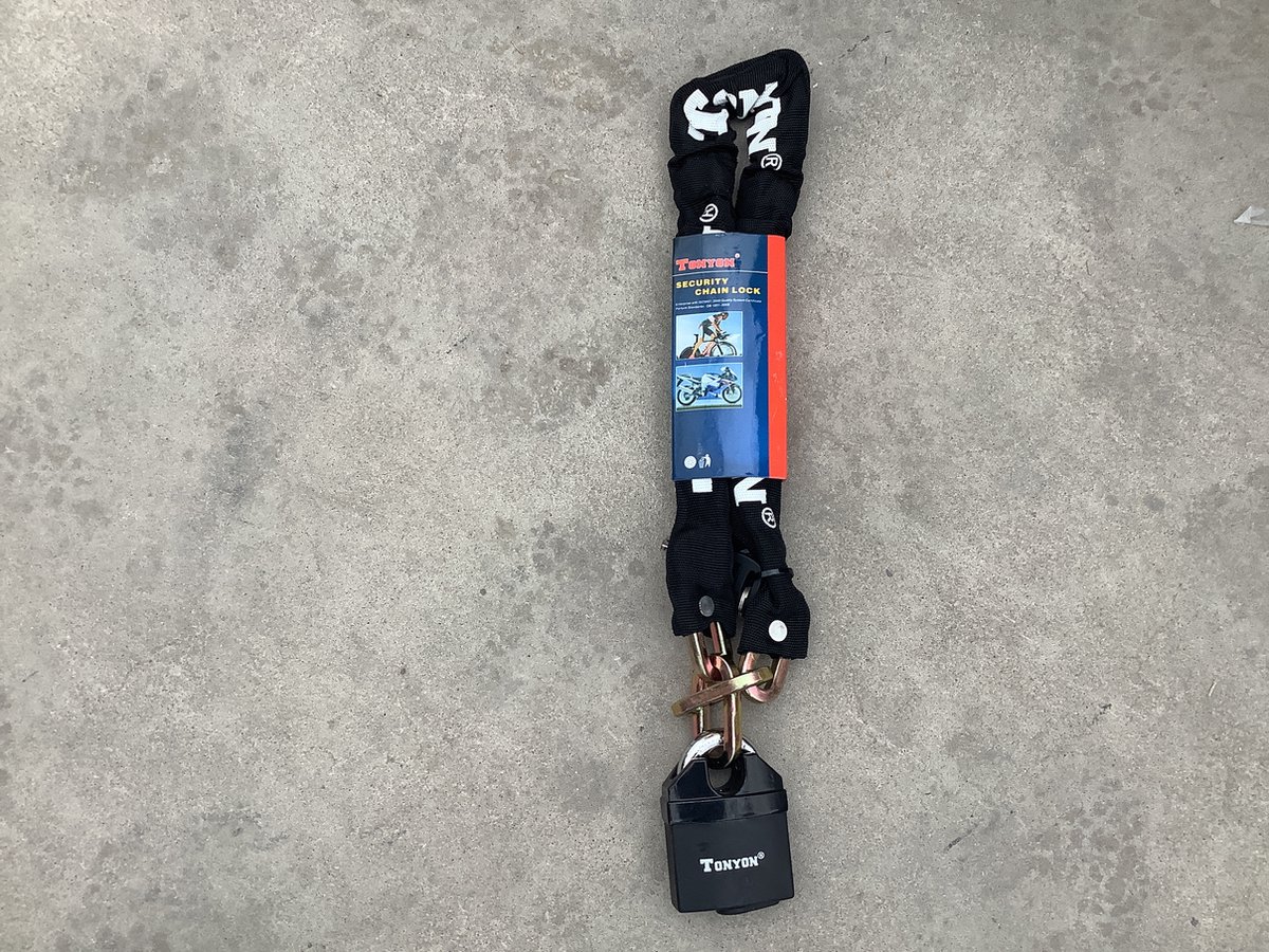 Wvsa. Fiets en scooter ketting slot 8 mm dik 90 cm lang.