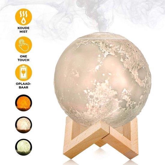Maison de l'odeur | Diffuseur de lune | Lampe lune en 3 couleurs | Veilleuse | Peut également être utilisé sans fil | Avec une délicieuse huile parfumée gratuite et un filtre supplémentaire !