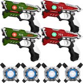 4 Laserguns rood/groen + 4 Vesten - KidsTag Lasergame set met 4 laserpistolen voor kinderen