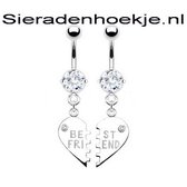 Navelpiercing paar best friends puzzelstukje blank