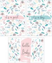 Geboortekaartjes - Set van 6 x Geboortekaart