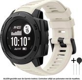 Wit Siliconen Bandje geschikt voor Garmin Instinct – Maat: zie maatfoto – white smartwatch strap - band - horlogeband - wearable - polsbandje - rubber