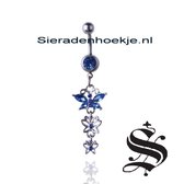 Navelpiercing 3 vlinders blauw