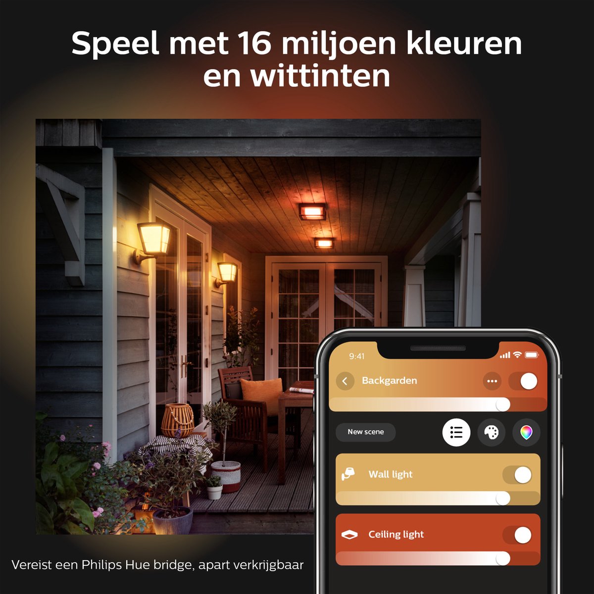 Philips Hue Econic muurlamp - wit en gekleurd licht - zwart - omhoog — afbeelding 3