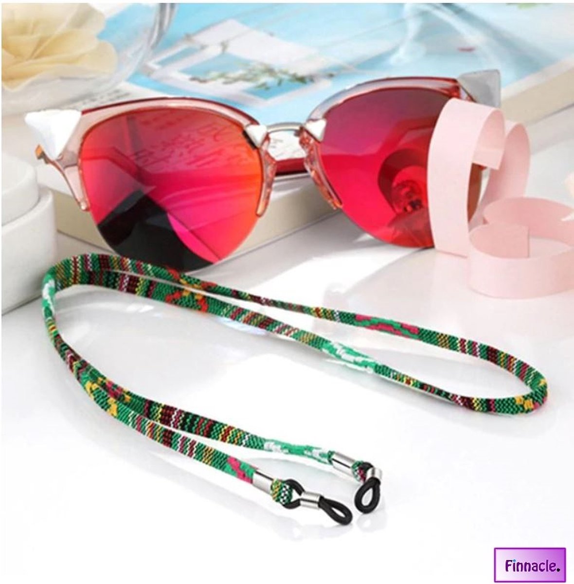 Finnacle - Brillenkoord Groen Geel Rood Zonnebril Katoen Strap Eyewear Touw Brilketting multikleur