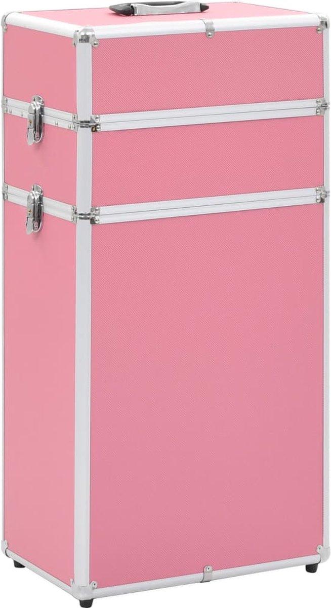 vidaXL Make-up trolley aluminium roze
