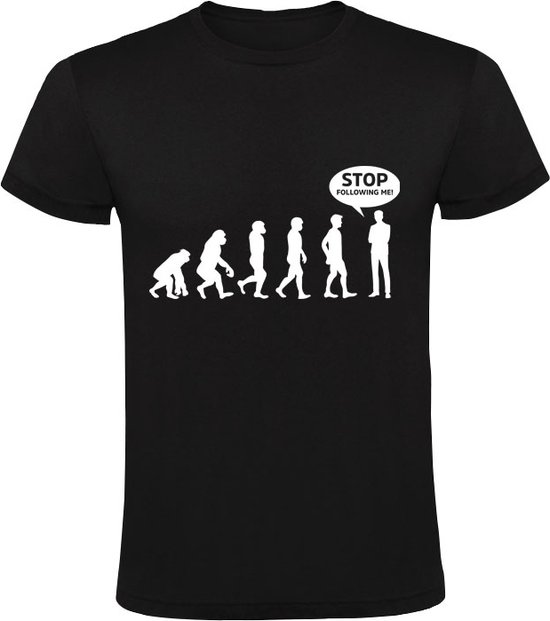 Romantiek verwijzen titel Stop following me Heren T-shirt - evolutie - mens - geschiedenis - oud -  grappig | bol.com