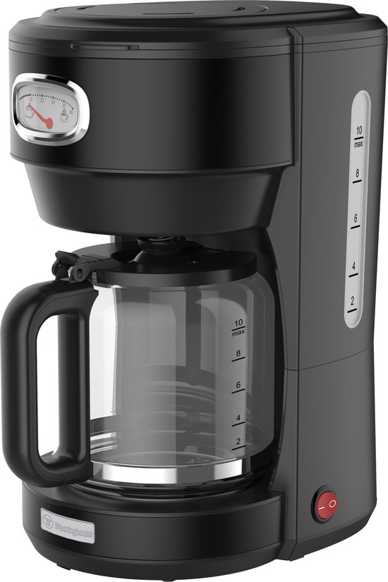 Westinghouse Retro Serie - Koffiezetapparaat - Filterkoffie Machine - Zwart - Met Herbruikbare Filter - 10 Koppen Koffie