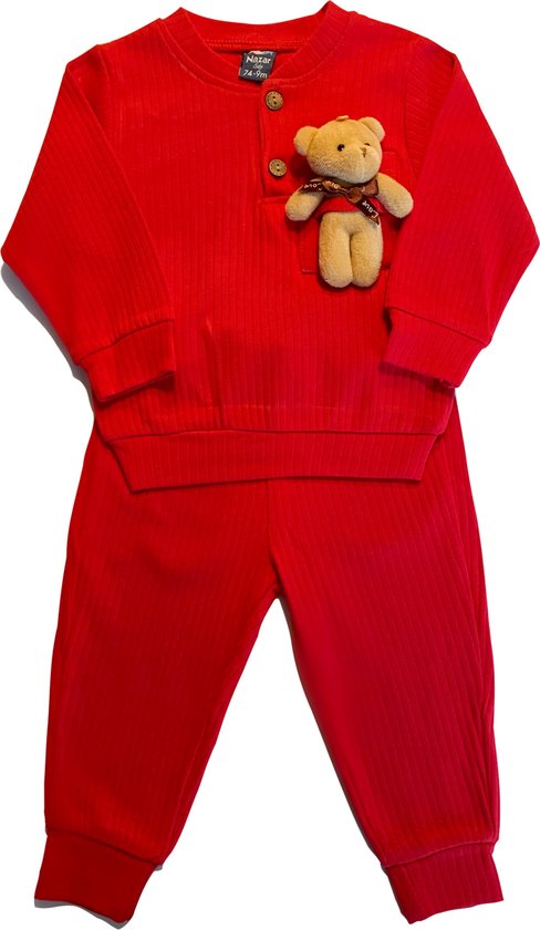 baby kledingset met knuffel, 12 maanden, maat 80 cm, rood