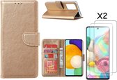 Samsung A53 / A53s hoesje bookcase Goud - Samsung Galaxy A53 5G case portemonnee hoesje - Galaxy A53 book case hoes cover - Samsung A53 screenprotector / tempered glass 2 Pack