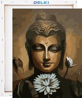 Bouddha du Lotus - Peinture par numéros - Adultes et enfants - Peinture par numéros - DIY - Grande peinture sur toile - 40x50 cm
