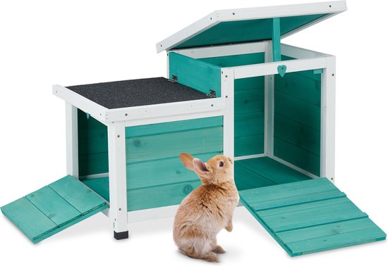 Relaxdays konijnenhuis - cavia huisje buiten - nachthok konijn - schuilhok  - schuilhuisje | bol.com