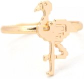 ring flamingo metaal goud verstelbaar