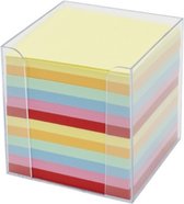 memokubus met memo's 9 cm transparant/gekleurd