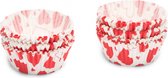 cupcakevormen Hartjes 5 cm papier rood/wit 200 stuks