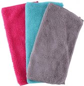 stofdoeken 3 stuks 29x29cm roze/blauw/grijs