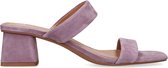 Manfield - Dames - Paarse suède sandalen met hak - Maat 42