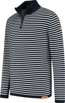 Travelin' Outdoor Jumper Nacka - Gestreepte Herentrui - Dun gebreid - Navy Blauw Wit