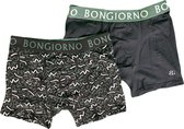 Bon Giorno Boxers Heren 2-Pack - Olifgroen/Zwart - M