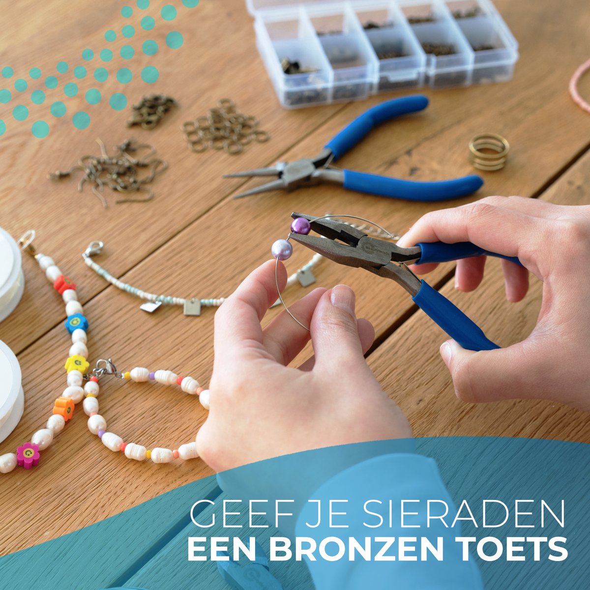 Opbergdoosje met +500 Messing Onderdelen – Sieraden Maken met 10 Verschillende Types Juwelen Onderdelen – Armbanden/Halskettingen/Oorbellen/Enkelbandjes en Meer – BB201 Messing — afbeelding 6