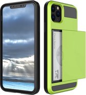 iPhone 13 Pro hoesje - Hoesje met pasjes iPhone 13 Pro - Shock proof case cover - Lichtgroen