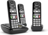 Gigaset A735A Trio - draadloze telefoon met antwoordapparaat - duidelijk scherm met goed contrast - echte allrounder voor thuis en kantoor -Zwart
