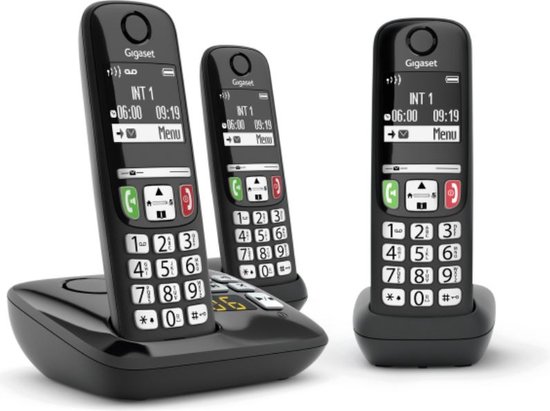 Gigaset A735A Trio - draadloze telefoon met antwoordapparaat - duidelijk scherm met goed contrast - echte allrounder voor thuis en kantoor -Zwart