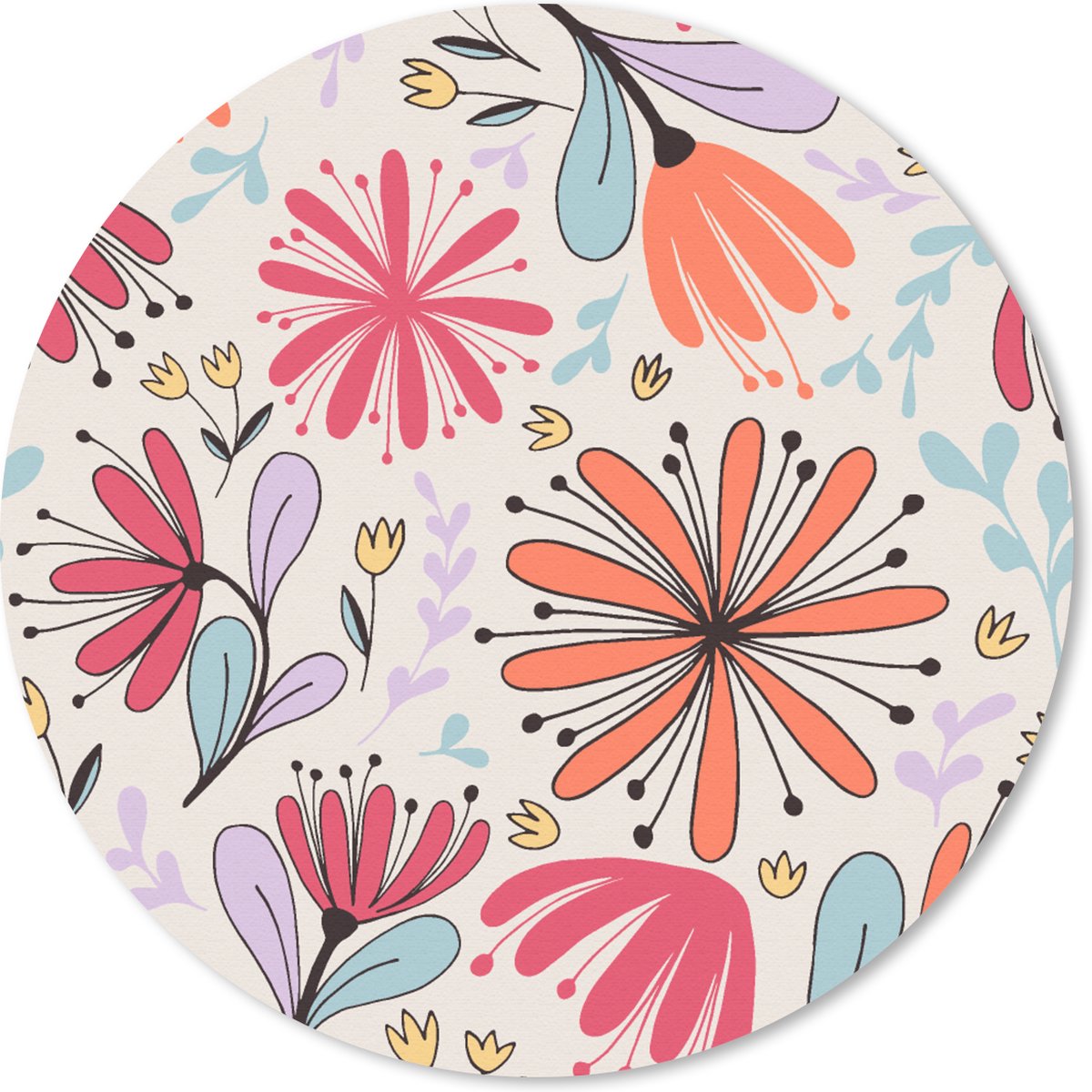 Muismat rond 20x20 cm - Mousepad Bloemen - Regenboog - Design - Ronde muismatten