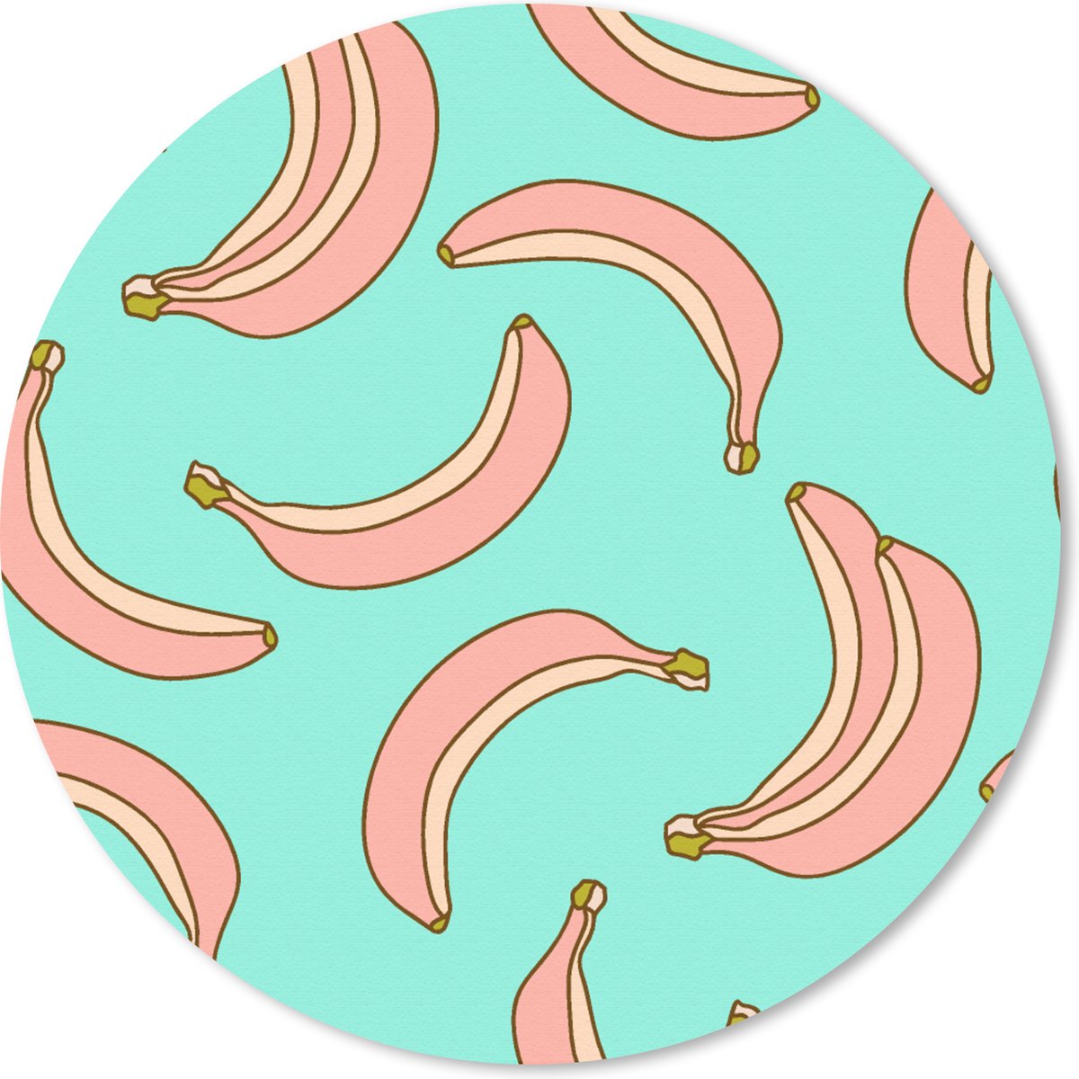 Muismat rond 40x40 cm - Mousepad Roze - Banaan - Fruit - Patronen - Ronde muismatten