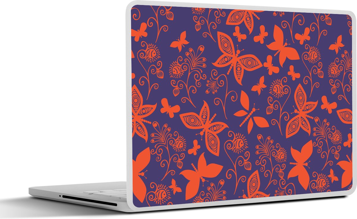 Laptop sticker - 11.6 inch - Vlinder - Libelle - Rood - Patronen - 30x21cm - Laptopstickers - Laptop skin - Cover