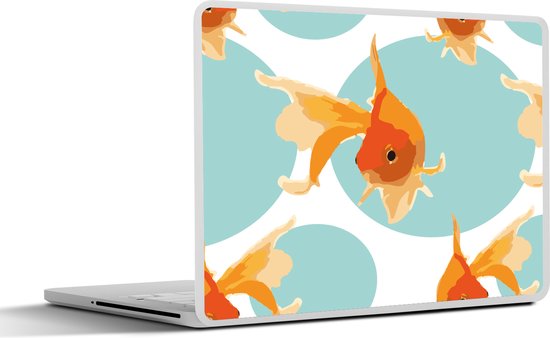 Sticker ordinateur portable - 15,6 pouces - Poisson rouge - Animaux - Bulle - Motifs
