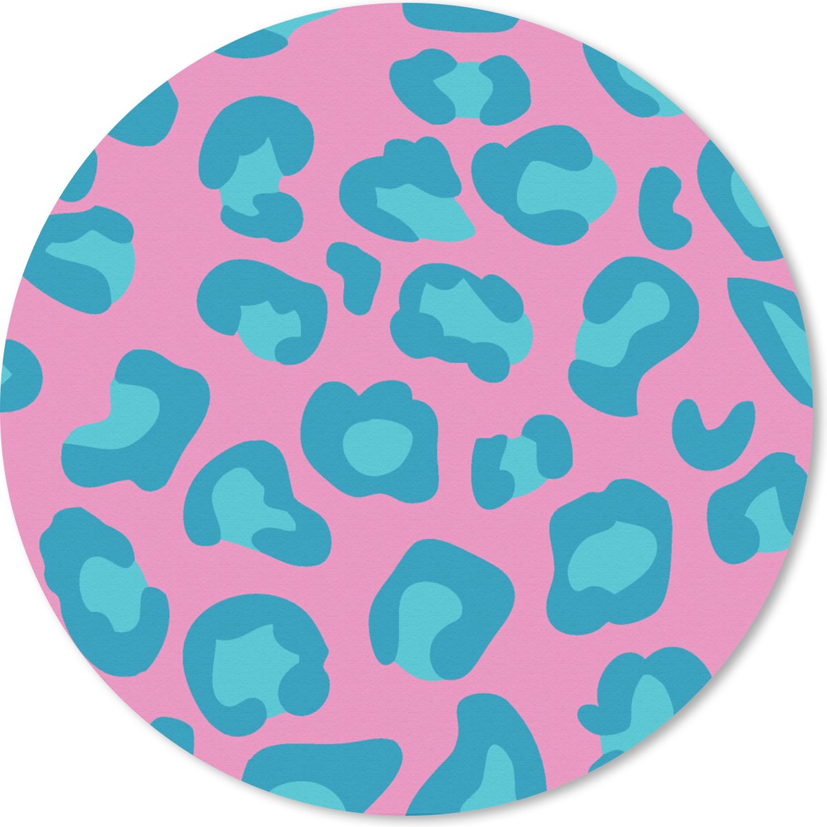 Muismat rond 30x30 cm - Mousepad Panterprint - Blauw - Roze - Patronen - Ronde muismatten