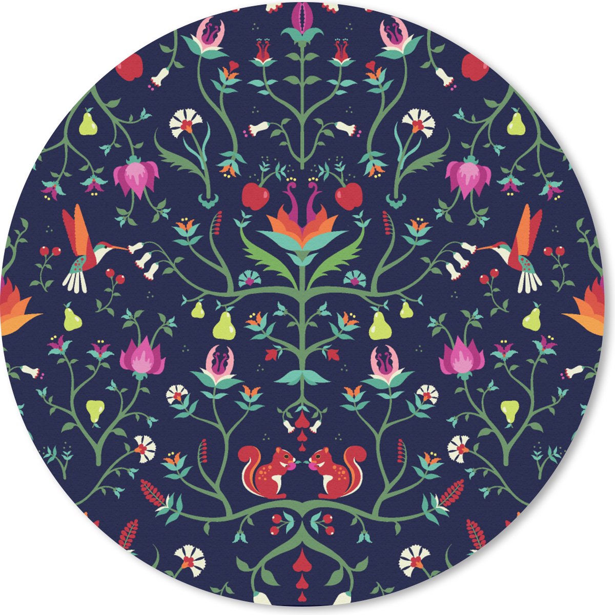 Muismat rond 20x20 cm - Mousepad Bloemen - Eekhoorn - Patronen - Ronde muismatten