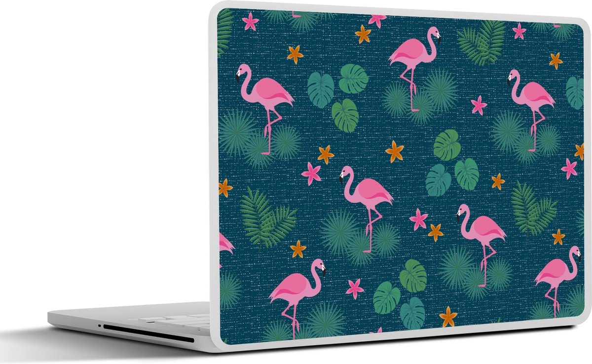 Laptop sticker - 15.6 inch - Flamingo - Planten - Patroon - 36x27,5cm - Laptopstickers - Laptop skin - Cover