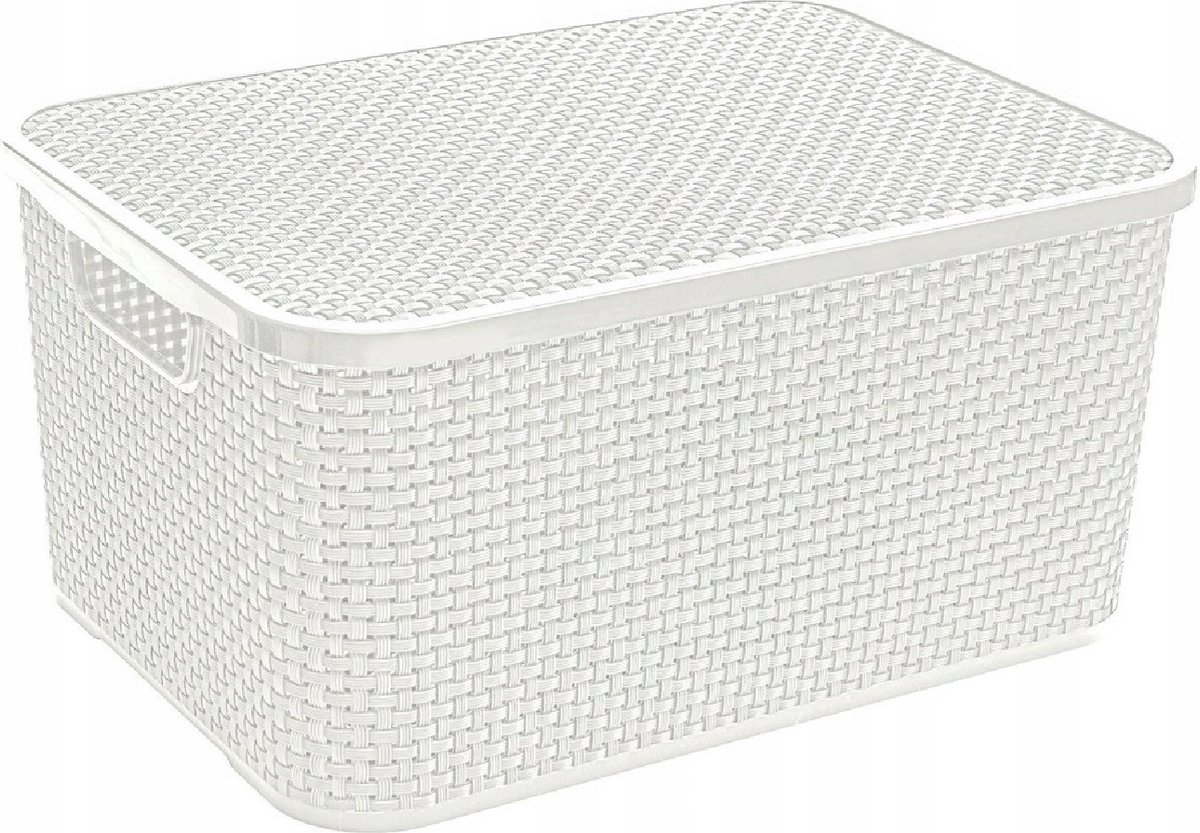 BranQ - Rotan mand van 7L met deksel wit Materiaal: Wit