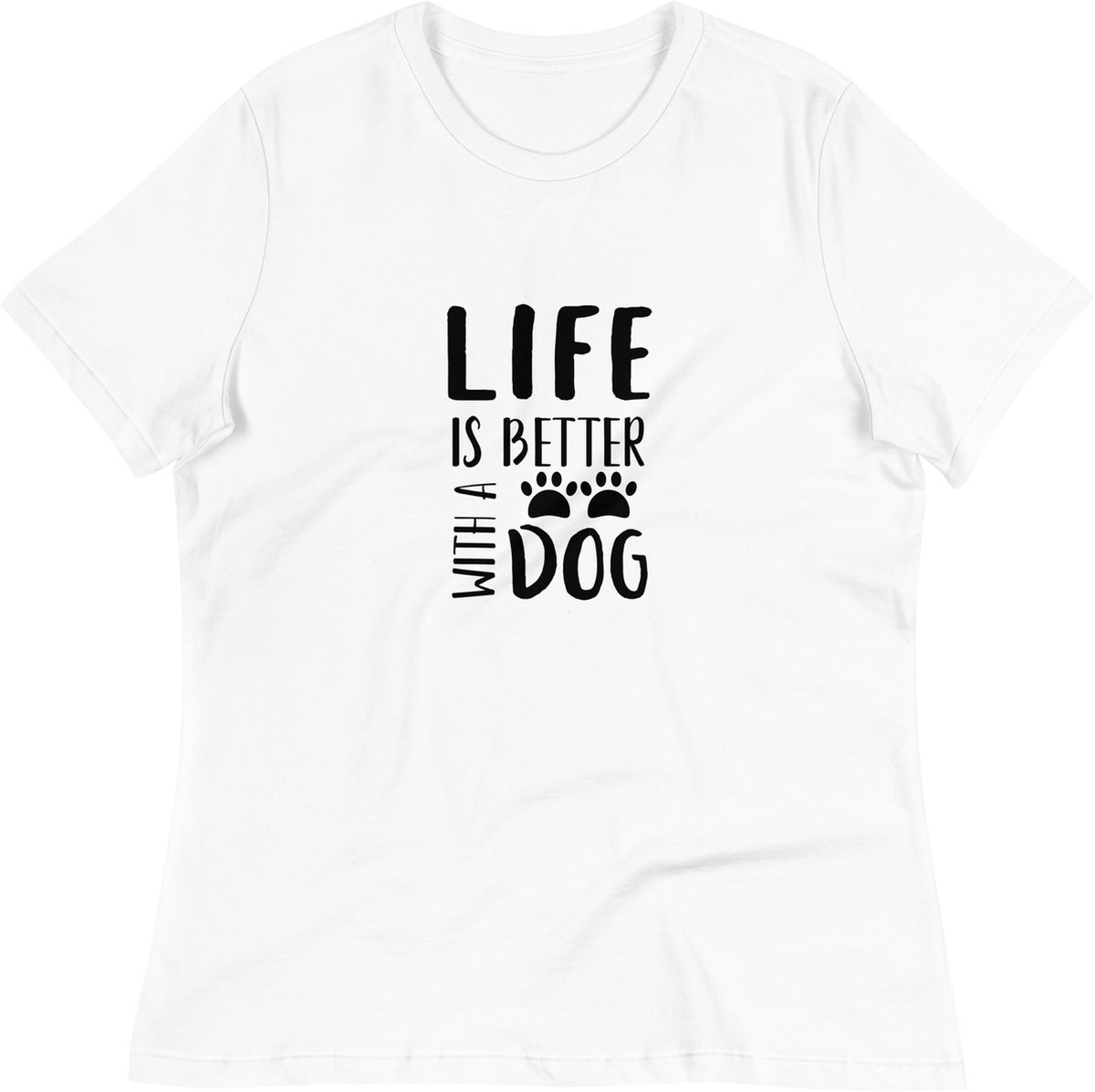 T-shirt Dames Wit MT M - Grappig Honden Print - Life is Better With a Dog
