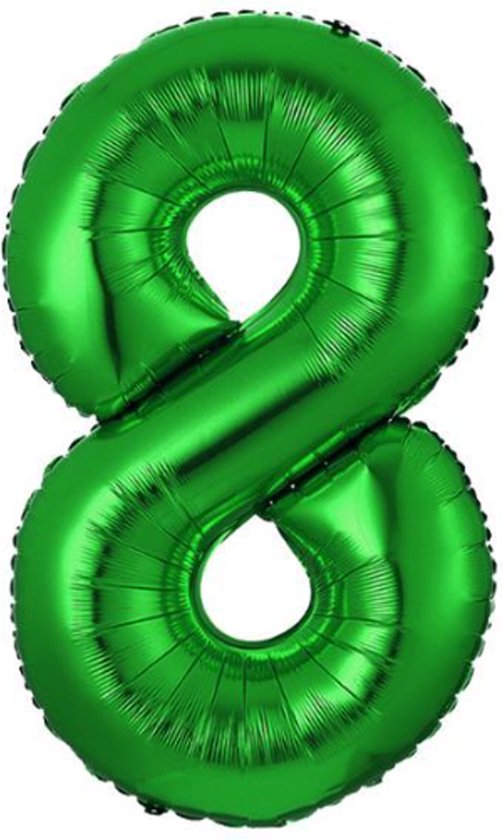 Folie Ballon Cijfer 8 Jaar Groen Verjaardag Versiering Cijfer ballonnen Feest versiering Met Rietje - 36Cm