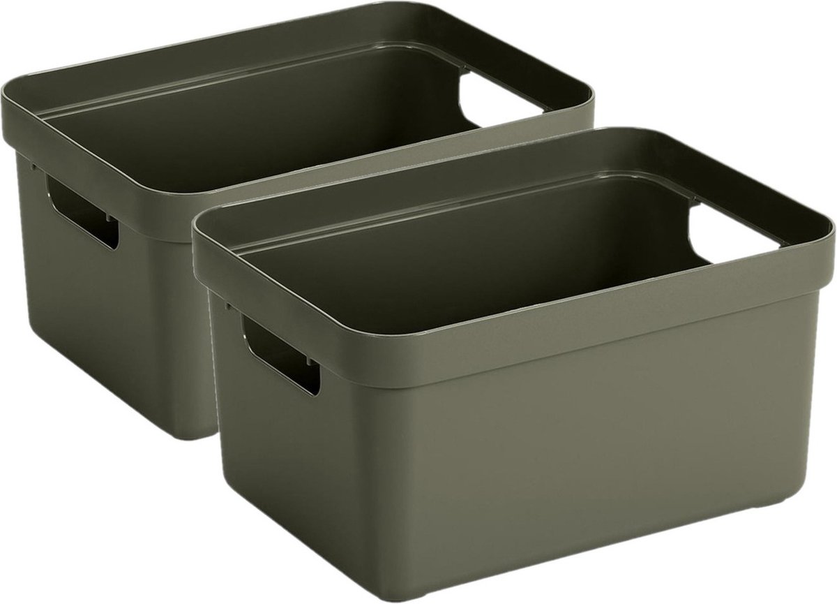 Sunware Opbergbox Sigma - 8x stuks - kunststof - donkergroen - 5 liter - Opbergbakken/opbergers - 25,2 x 18 x 12,2 cm
