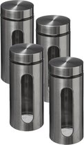 4x boîtes de conserve / bocaux de stockage 1,25L en acier inoxydable avec couvercle - 1250 ml - Bocaux de Bocaux de conservation avec couvercle hermétique