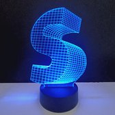 3D LED Lamp - Letter - S