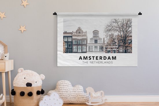 Wandkleed - Wanddoek - Nederland - Amsterdam - Huis - 150x100 cm - Wandtapijt