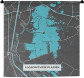 Wandkleed - Wanddoek - Stadskaart - Water - Loosdrechtse Plassen - Plattegrond - Nederland - Kaart - 180x180 cm - Wandtapijt