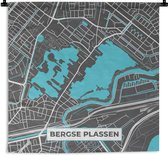 Wandkleed - Wanddoek - Stadskaart - Nederland - Plattegrond - Water - Kaart - Bergse Plassen - 180x180 cm - Wandtapijt