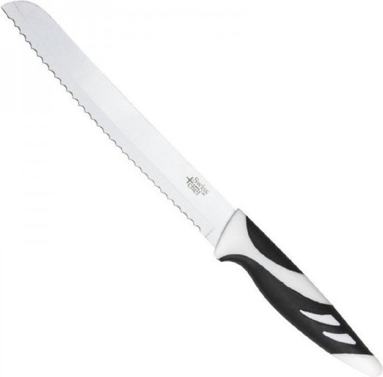 Cecotec Swiss Chef Knife Set Grip met siliconen inzetstukken, keramische antiaanbaklaag, zwart en wit, gepresenteerd in een hoes - Cecotec