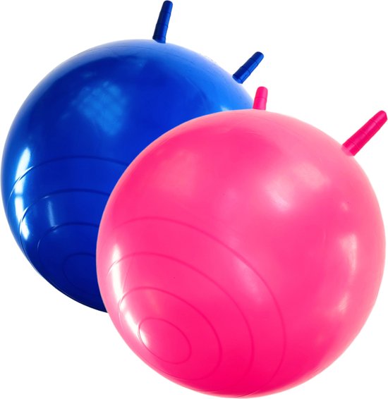 Jobber - SET - Skippybal - 2x Skippyballen - 45cm - Roze - Blauw