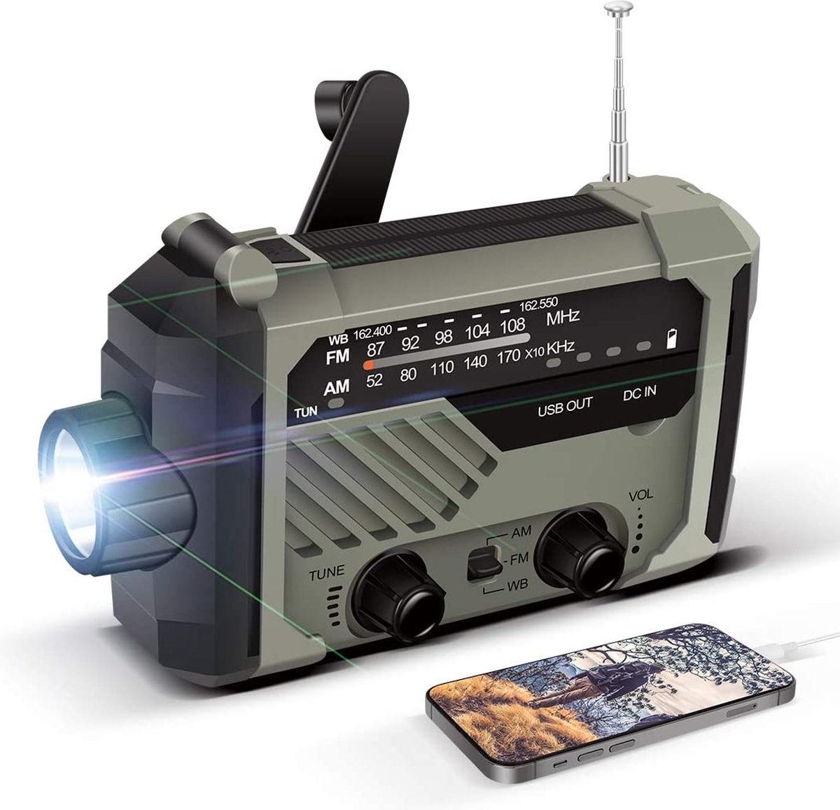 Docooler HRD-905 Allband-radio AM FM SW WB Radio Outdoor noodradio met