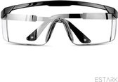 ESTARK® Veiligheidsbril Transparant - Professioneel - LichtGewicht - Polycarbonaat - CE gekeurd - Vuurwerkbril - Beschermbril - Veiligheidbril - Veiligheid Bril - Oogbeschermer - Spatbril - Stofbril - Overzetbril - Aanspanbaar - 15 x 5.5 cm (1)
