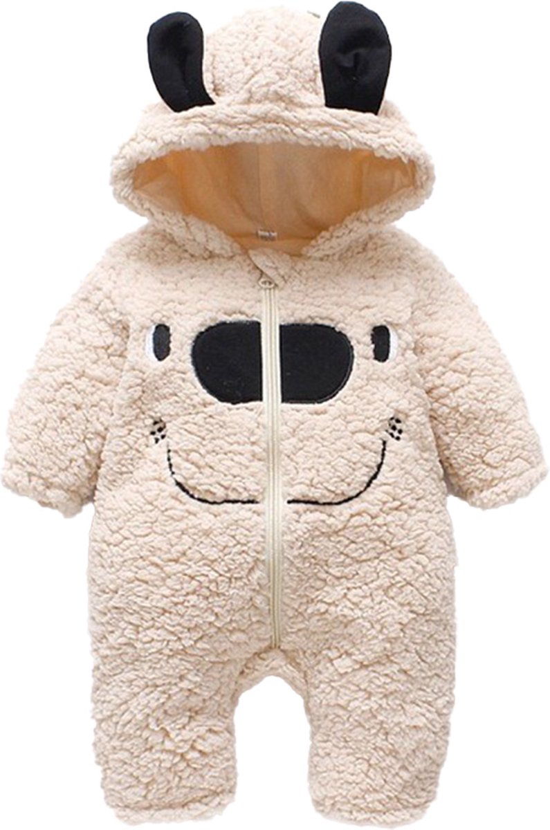 Budino® Baby Onesie - Baby Romper - Baby Pyjama - Baby Pakje - Baby Verkleedkleding - Carnavalskleding - Dier - Smile Beer - Beige - maat 86