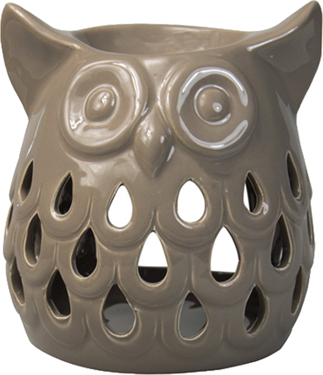 Creascents Waxbrander Owl Cut Out Taupe 11x12cm
