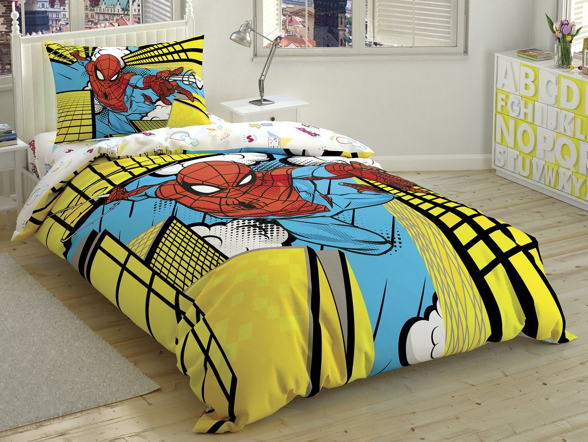 Disney Home - Spiderman Exciting BRF 1-persoons kinder dekbedovertrekset (gelicentieerd)